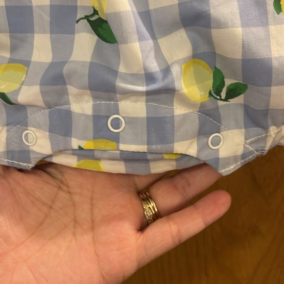 NWT ~ Janie and Jack Lemon Print Gingham Romper - Picture 5 of 11